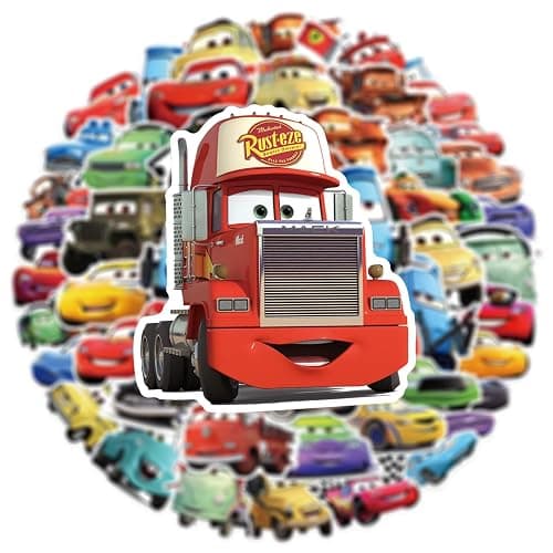 50 Pcs Cars Stickers, Lightning McQueen Cute Cartoon Stickers, Waterproof PVC Vinyl Decals for Kids Teens, Ideal for Water Bottle Laptop Skateboard Scrapbook Birthday Party Favors (CAR50) thumbnail 5