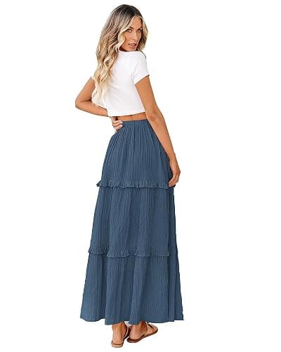 BTFBM Women's Long Summer Skirt 2025 Elegant High Waist Cocktail Party Wedding Guest Dress Flared A-Line Midi Skirts thumbnail 2