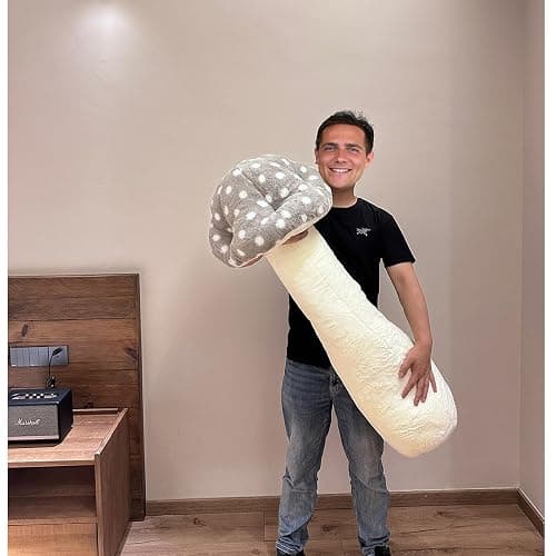 Hofun4U Mushroom Plush Pillow - 51 inch Mushroom Shaped Stuffed Long Pillow - Mushroom Stuffed Pillow - Christmas Birthday Sofa Home Decoration (Grey) thumbnail 7