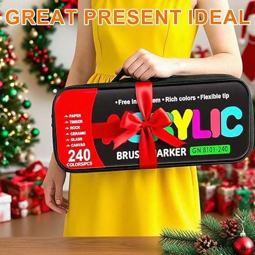 240 Colors Acrylic Paint Markers, Acrylic Paint Pens with Direct-Liquid Ink Control System.1-5mm Soft Brush Tip Paint Pens & Paint Markers for Rock, Wood, Canvas, Glass, Fabric, Metal, Plastic, Paper thumbnail 9
