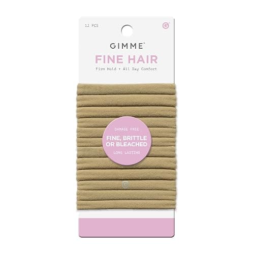 Gimme Beauty Fine Hair Elastic Bands - Slim-Fit Elastic Ties for Fine, Brittle, or Bleached Hair - No-Dent, Gentle-Grip Ponytail Holders for All-Day Comfort - 12 Pack, Dark Blonde - Image 1