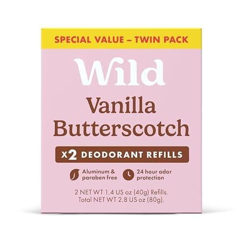 Wild Refillable Deodorant Starter Kit - Limited Edition Festive Christmas Bow Case with Cozy Nights and Vanilla Butterscotch Scented Refills - Aluminum Free - Vegan thumbnail 5
