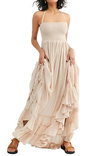 R.Vivimos Womens Summer Boho Sexy Backless Long Dresses - Image 1