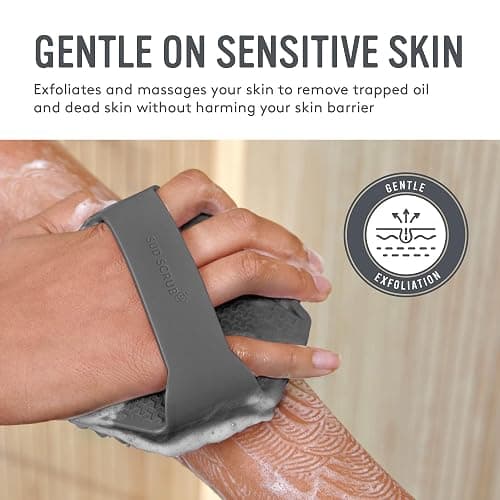 Sud Scrub® Antimicrobial Silicone Body Scrubber, Exfoliating Body Scrubber for Sensitive Skin, Eco Friendly Shower Scrubber for Body, Silicone Body Brush for Showering, Charcoal thumbnail 3