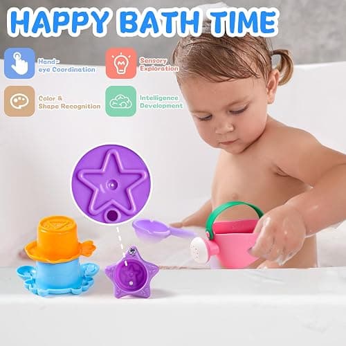 Baby Bath Toys for Kids Ages 1-3 5 PCS Toddler Bath Toys Mold Free for 2-4 Bathtub Sand Beach Pool Water Toddler Toys & Christmas Birthday Gifts (Color Random) thumbnail 3