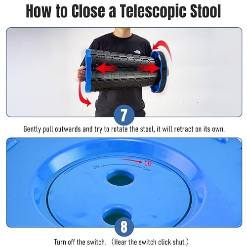 Doseno Upgraded Foldable Stool Thickened Set of 2, Portable Collapsible Stool Retractable Stool, Foldable Portable Collapsible Chair for Fishing, Hiking Tours, BBQ, Parties, Outdoor Activities (Blue) thumbnail 4