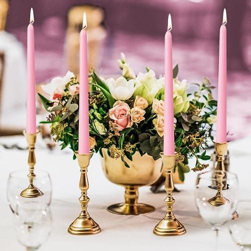 KONNI 0.87×10 Inch Pink Taper Candles, Unscented and Smokeless Tall Candlesticks, 10 Pack Tapered Candles with Cotton Wicks, Long Burning, Ideal for Weddings, Dinner Parties, and Home Décor thumbnail 7