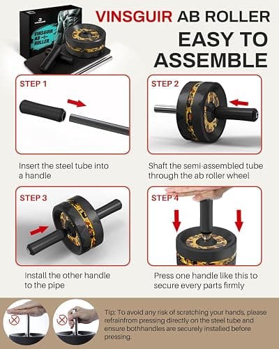 VINSGUIR Ab Roller Wheel, Abs & Core Workout Equipment for Home Gym with Knee Pad Accessories, Abdominal Wheel for Full-body Strength Training thumbnail 6