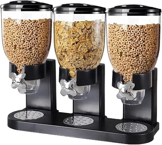 Generic Triple Food Dispenser Cereal Containers Storage Container Dispenser Countertop For Candy Nut Grain Granola Snack - Image 1