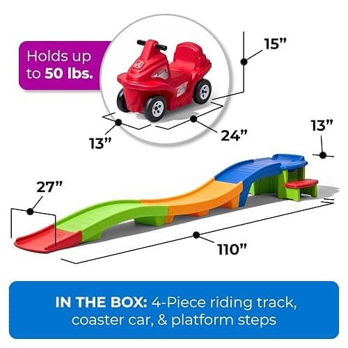 Step2 Up & Down Roller Coaster Kids Ride On Toy, Push Car, Indoor/Outdoor Playset, Made of Durable Plastic, Max Weight 50 lbs., For Toddlers 2-5 Years Old, Multicolor thumbnail 3