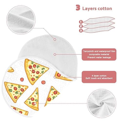 vvfelixl Delicious Sliced Pizza Burp Cloths for Baby Boy Girls Baby Washcloths Burp Rags 1 Pack thumbnail 4