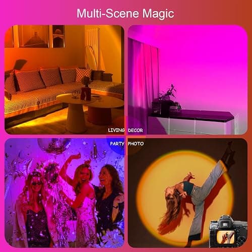 easeking LED Sunset Lamp Projector,Multicolor Changing with USB Port,Sunset Light 180°Rotation for Room Decor,Sunset Lamp for Bedroom,Photography Party,Tiktok Live,Gift for Halloween, Christmas - Multicolor&Tripod thumbnail 6