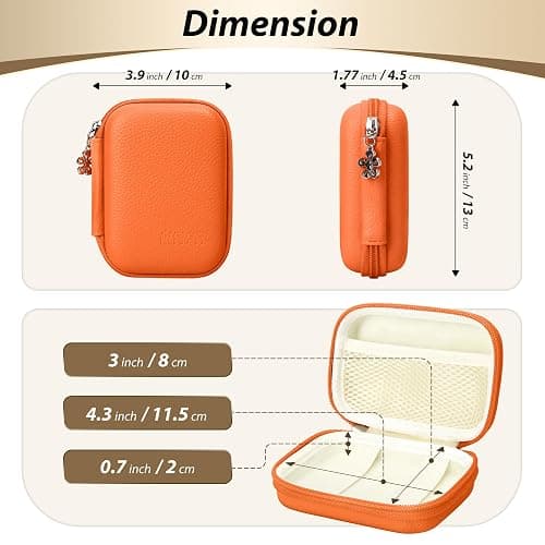 Linpr Digital Camera Case for CAMKORY, KODAK PIXPRO FZ45/FZ55, Canon IXUS 285 HS, Lecran, Small Travel Compact Camera Holder with Mesh Pocket for Accessories SD Card (Orange) thumbnail 2