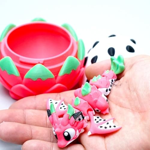 LUYUCUBE Colourful 3D Printed Dragon Egg,Little Dragon Inside Egg,Flexible Realistic Articulated Animal Fidget Toys,Mystery Figurines Gifts,Executive Desk Décor and Festival Collectible (Pitaya) thumbnail 6