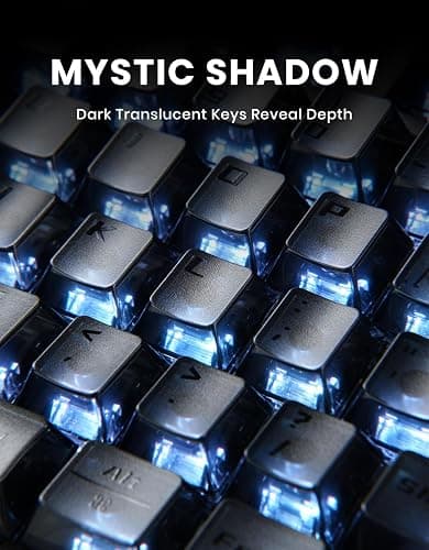 GravaStar Mercury K1 75% Wireless Mechanical Keyboard, Aluminum Alloy Gaming Keyboard with Knob, Hot Swappable, Linear Switches, Transparent Keycaps, RGB Backlit, 2.4GHz/BT5.0/USB for PC Gaming thumbnail 4