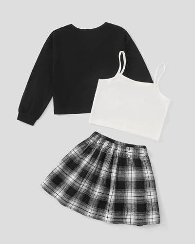 Yhnslsf Girls Fall Outfits 2/3 Piece Girl Clothes Letter Print Long Sleeve Sweatshirt Pleated Skirt Sets for Kids Teen 5-14T thumbnail 4