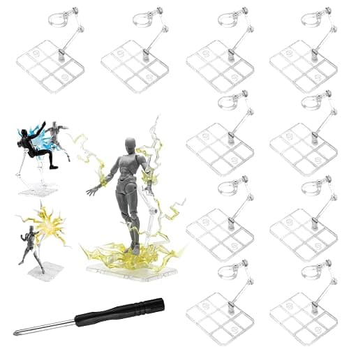 CUYUFIA 10 PCS Action Figure Stand, Assembly Action Figure Display Holder Base Doll Model Support Stand Compatible with 6" HG/RG/SD/SHE Gundam 1/144 Toy with Screwdriver - Image 1
