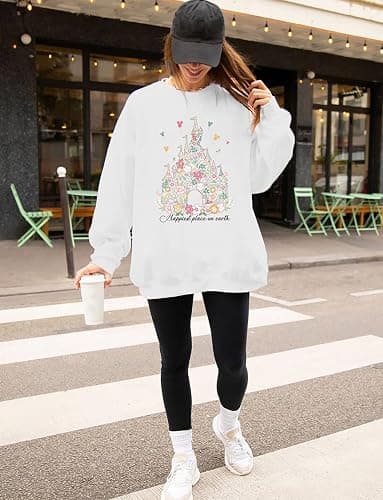 AMWIPE Magic Kingdom Sweatshirts For Women Oversized Magical Shirt Cute Vacation Tees Girls Castle Graphic Long Sleeve Tops thumbnail 2