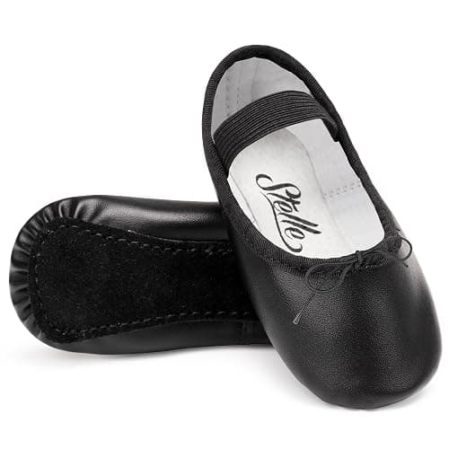 STELLE Ballet Shoes for Girls Toddler Dance Slippers PU Leather Boys Ballerina Shoes for Toddler/Little Kid/Big Kid/Women - Image 1