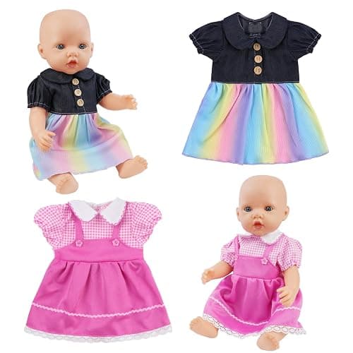 Aolso Baby Doll Clothes for 14-18 Inch/35-45 cm Dolls, New Doll Clothes Outfits, Sweet Dress with Coat Hanger, New Born Baby Dolls Girls Birthday（Sleeveless） thumbnail 6