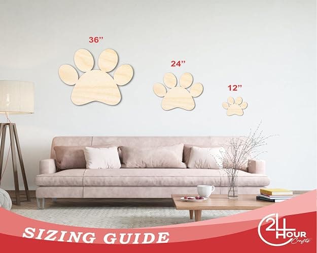 Unfinished Wood Paw Print Shape Pet Craft up to 46" 4" / 1/4" thumbnail 3