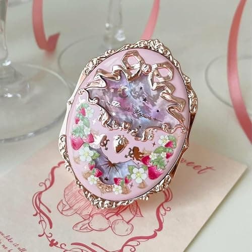 Flower Knows Strawberry Rococo Embossed Blush,Mauve Berry Rose Matte Powder Blush for Cheeks,Buildable & Blendable Face Makeup,Long-Lasting Cute Make Up for Women & Girls,0.16 Oz(G02 Little Cranberry) thumbnail 8