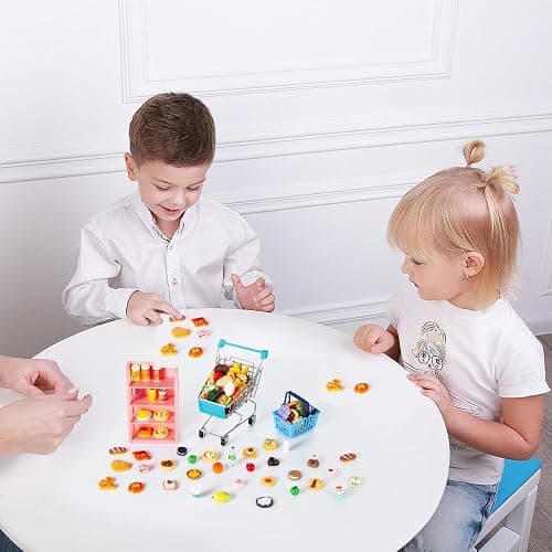 164Pcs Mini Shopping Cart Basket Miniature Food Drink Toy Supermarket Metal Handcart Trolley DollHouse Store Grocery Accessories Kitchen Play Game Party Model Shelves Cash Register Refrigerator Fridge thumbnail 9