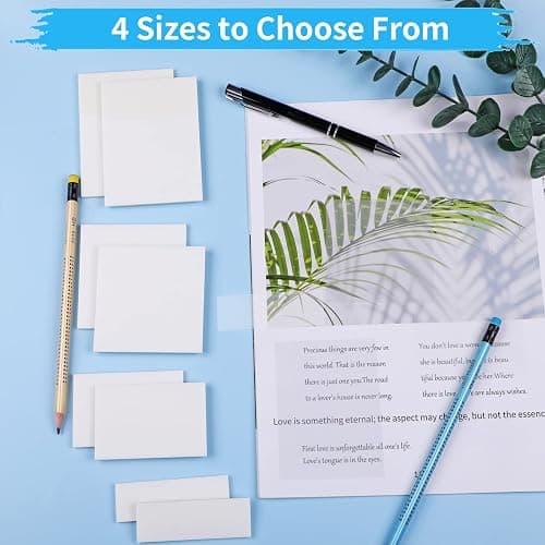 400 Blätter Transparente Haftnotizen, Transparent Sticky Notes, Wasserfest Clear Sticky Notes, Wiederbeschreibbar Durchsichtige Klebezettel für Schulsachen, Schule, Büro, Hause - Vier Größen thumbnail 7