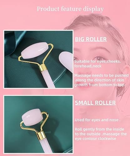 Bolithui Jade Roller Massage Stick & Gua Sha Set - 100% Natural Stone Facial Massage Tools for Lymphatic Drainage, Anti-Puffiness & Glowing Skin, Spa-Quality Skincare, Gift-Ready Packaging thumbnail 3