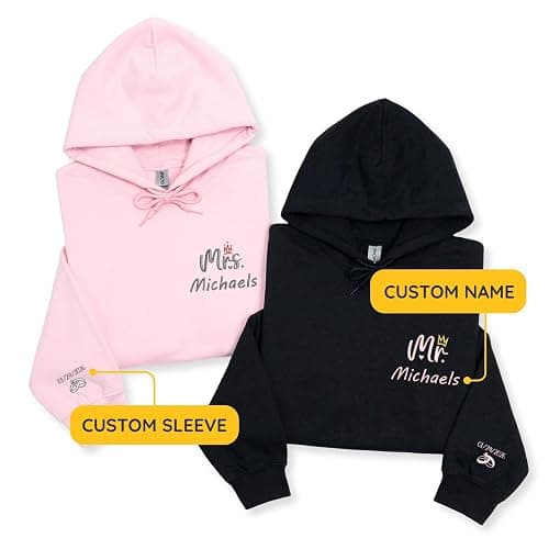 Custom MR MRS Embroidered Hoodie - Couple Matching with Name for Anniversary Wedding Engagement Christmas thumbnail 2
