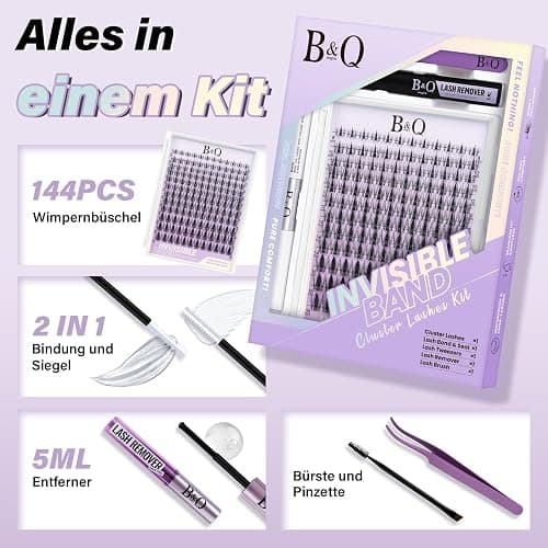 B&Q Lashes Extension Set 144PCS Unsichtbares Band Lash Clusters 8-16MIX Unsichtbare Wimpern Extensions Set 7 tage halt Fairy Style D curl Lazy Girl Wimpern Set(Fairy 8-16mix) thumbnail 4