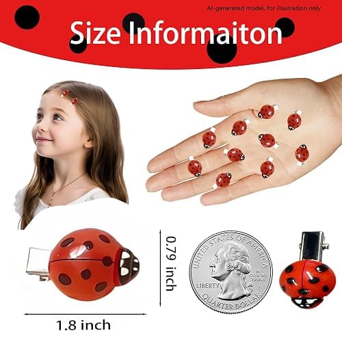 10PCS Ladybug Hair Clips Mini Lady Bug Accessories Perfect for Girls and Women Ladybug Jewelry Polka Dot Hair Clips Ldeal Birthday Gift for a Girl and Girlfriend (red) thumbnail 2