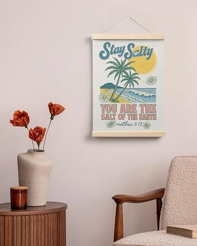 FGFK Summer Tropical Beach Christian Poster Hanger Frame, Beachy Room Decor Aesthetic, Stay Salty Bible Verse Posters Prints Wall Art Decor for Living Room Bedroom Home, 12x16 Inch thumbnail 4