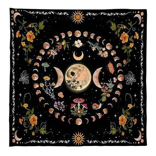 MinnowXY Moonphases Flower Astrologys Altars Cloth Tarot Tablecloth Divinations Tapestry Decor Witchcrafts Supplies