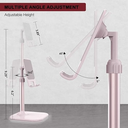 Doboli Cell Phone Stand, Valentine's Day Gifts for Teens Girls Boys Adults Women Men Mom Wife, Phone Stand for Desk, Phone Holder Stand Compatible with iPhone and All Mobile Phones Tablet, Pink thumbnail 3