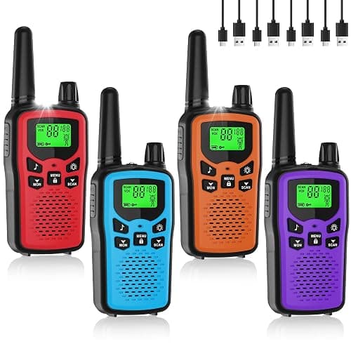 Rechargeable Walkie Talkies Long Range for Adults, Walky Talky VOX with 22 FRS Channels, 99 Privacy Codes Two Way Radio,1200mAh Li-ion Battery, for Camping Hiking Emergency (4 Pack Colorful) - Image 1