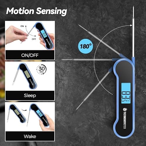 0.5 Sec Instant Read Meat Thermometer Digital with ±0.5℉ Precision, Food Thermometer for Cooking Kitchen Gadgets, Oven Grill Candy BBQ Essentials Accessories, Gifts for Him Dad Men Birthday, Blue thumbnail 5