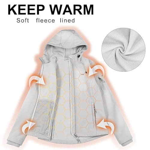 33,000ft Women's Softshell Jacket, Fleece Lined Warm Jacket Light Hooded Windproof Coat for Outdoor Hiking thumbnail 3