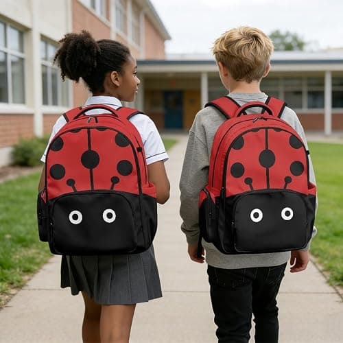 Puxucrazy Ladybug Backpack for Girls Kids Bookbag for School 17 Inch Large Capacity School Bag with Adjustable Strap for Preschool Kindergarten Daypack Age 6-8 thumbnail 6