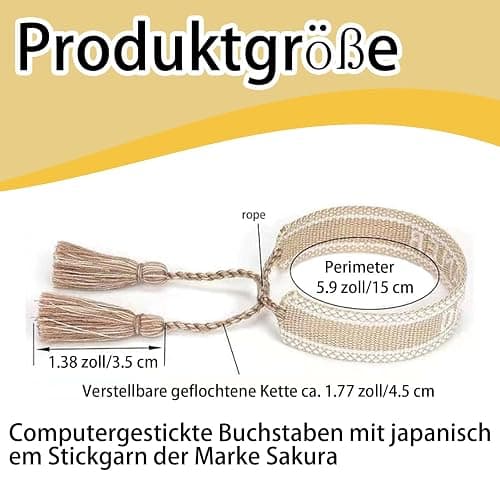 Mmgoqqt Stoffarmband Damen Generisch Friendship Stoffarmband, Gewebtes Armband, Freundschaftsarmband, Webarmband, Besticktes Armband thumbnail 2