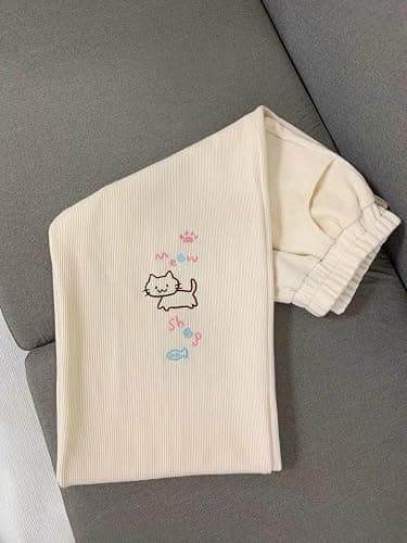 GOTHPICKUS Womens Y2K Corduroy Cute Print Pants Embroidery Kawaii Cartoon Trousers High Waist Casual Sweatpants thumbnail 5