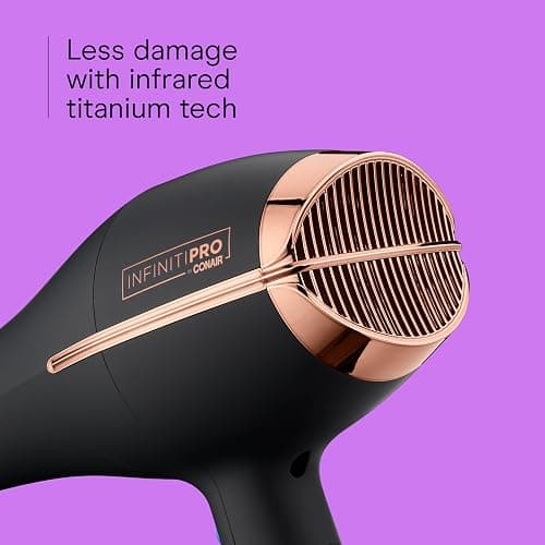 INFINITI PRO by CONAIR Hair Dryer, 1875W Blow Dryer with Diffuser and Concentrator, Ceramic Technology, 3 Heat & 2 Speed Settings, Cold Shot Button, Black thumbnail 4