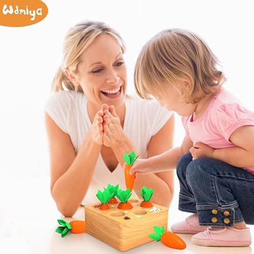 Wdmiya Montessoritoys for 1 Year Old, Wooden Toys Developmental Shape Sorting & Matching Puzzle Carrots Harvest Game, Birthday Gifts for Toddlers Babies Boys and Girls 6-12 Months Christmas thumbnail 2