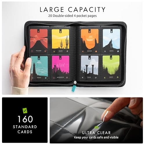 Vault X 4 Pocket Trading Card Zip Binder, 160 cards, Premium Exo-Tec Album Material, 20 Side-Loading Pages, Folder for Collectible Card Games, Sports, TCG (Teal) thumbnail 3