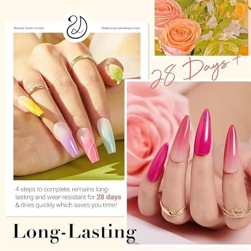AZUREBEAUTY 42Pcs Dip Powder Nail Kit Starter, 32 Colors Spring Rainbow Bright Pink Red Green Acrylic Dipping Powder Set with Top/Base Coat Activator for French Art Manicure DIY Salon Gift thumbnail 4