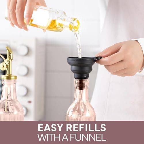 COOK WITH COLOR Glass Olive Oil Dispenser Bottle - 2 Pack, 17 oz Cruet - Elegant Carafe Decanter with Spout for Kitchen, Suitable for Vinegar, Coffee Syrups & Other Liquids thumbnail 7
