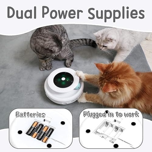 ORSDA 2in1 Interactive Toys for Indoor Cats, Timer Auto On/Off, Cat Toy Balls & Ambush Electronic Cat Mice Toy for Entertainment with 6pcs Feathers, Dual Power Supplies - Ivory White thumbnail 6