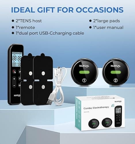NURSAL Wireless TENS Unit Muscle Stimulator, Dual Host TENS EMS Machine for Pain Relief, 18 Modes 20 Intensity Remote Control Pulse Physical Electrotherapy for Back Shoulder Pain (2 Pads) thumbnail 9
