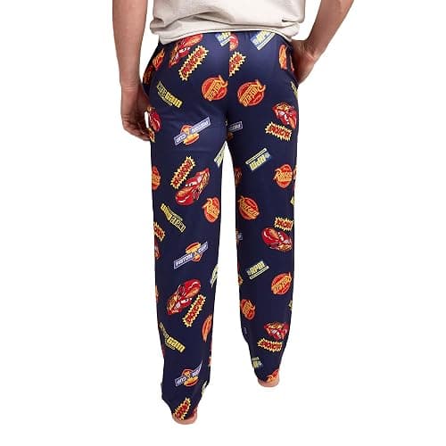 Bioworld Pixar Cars Lightning McQueen & Radiator Springs Logos Adult Navy Sleep Pajama Pants thumbnail 3