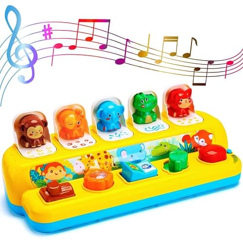Interactive Pop up Animal Toys with Music & Light, Montessori Cause and Effect Toys for 1 Year Old Boy Girl Early Learning Musical Baby Toy 9-12-18 Months STEM Toddler Toy Age 1-2 Gift for Infant thumbnail 7